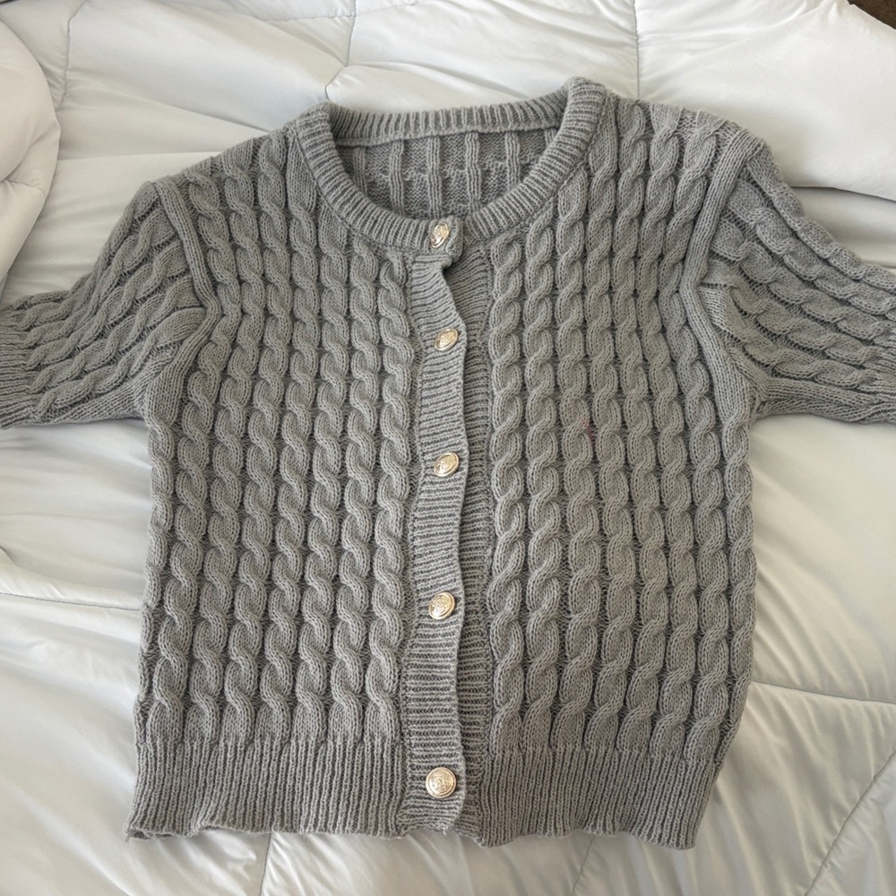 Gray Cable Knit Sweater